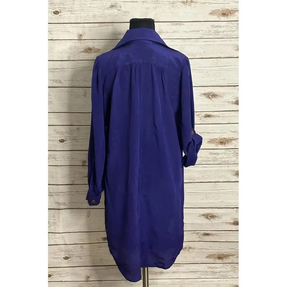 Anthropologie Hunter Dixon purple silk popover shirtdress Size Small